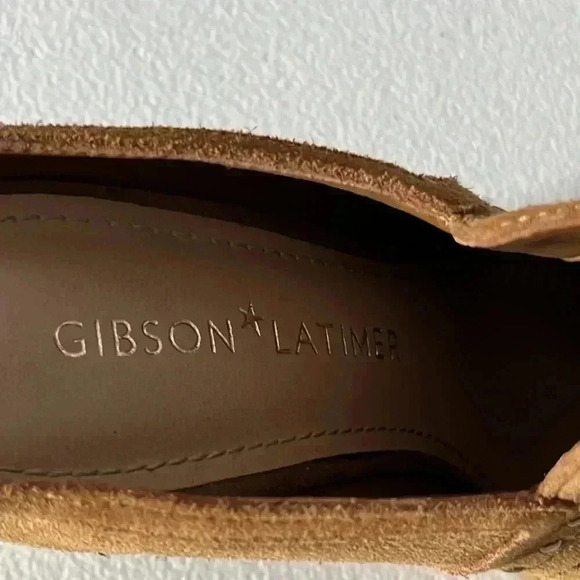 Gibson Latimer Perforated Suede Leather Slip On Mules Clog Heel Sandals Size 9 - Picture 5 of 7